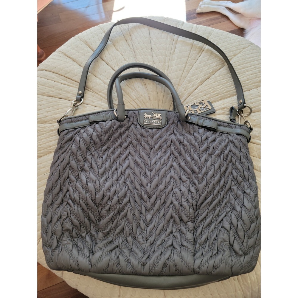 Rare Anniversary 70th Coach Purse Madison Satchel Shoulder Bag 18634 Gray